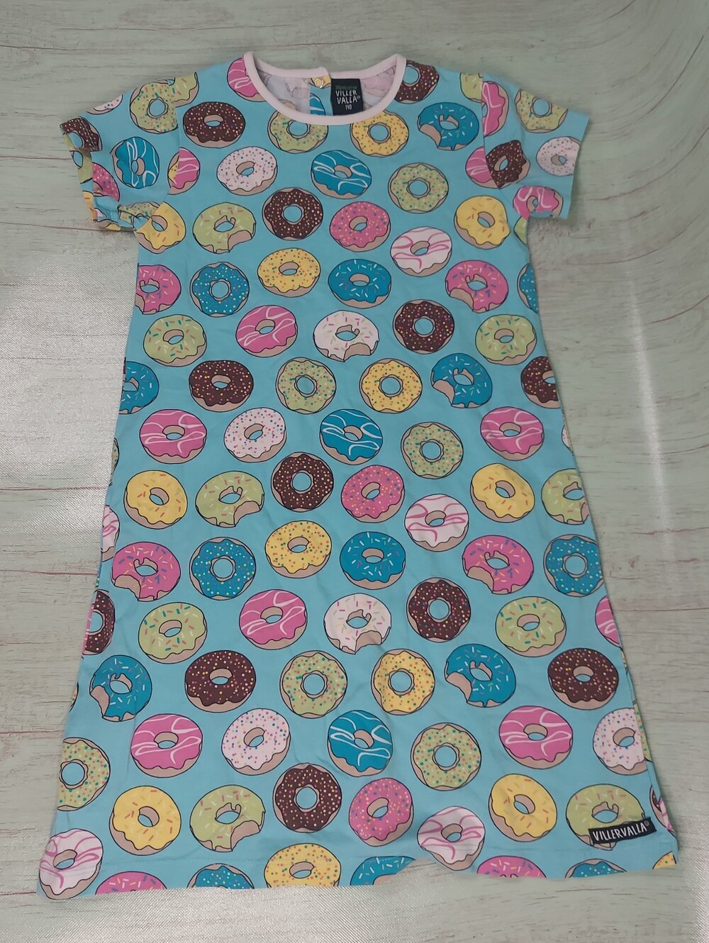 VILLERVALLA ORGANIC COTTON DRESS DONUT PRINT Size 140 (US 10yr)